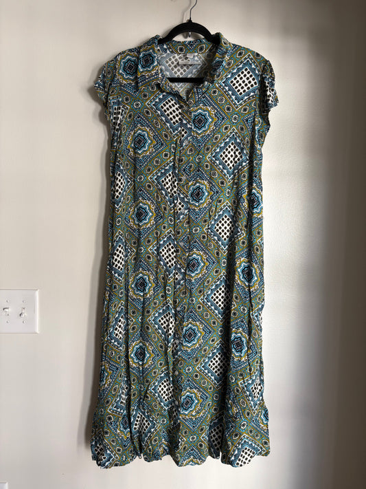 Dress Work By Cato In Blue & Yellow, Size: 1x