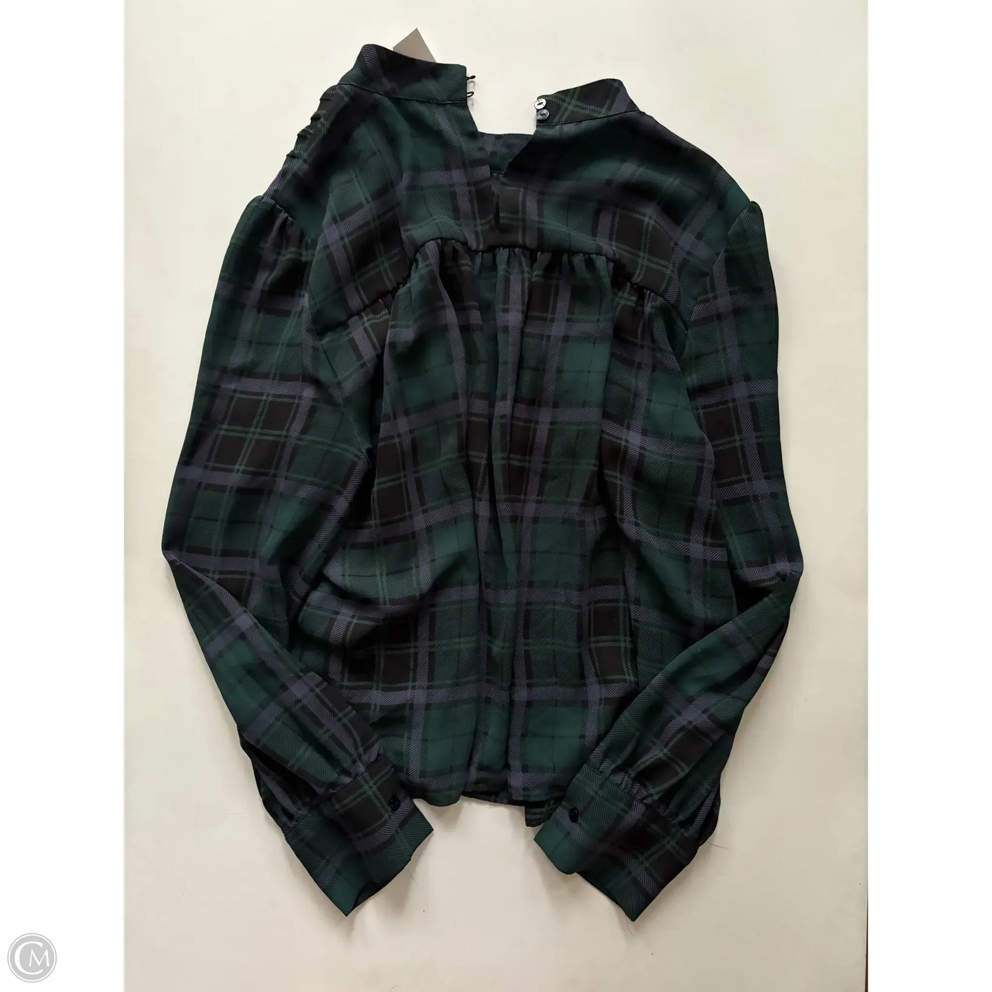 Blouse Long Sleeve By Ann Taylor In Plaid Pattern, Size: L