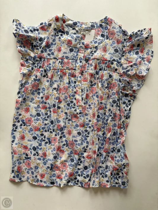 Top Short Sleeve By Zac And Rachel In Floral Print, Size: L