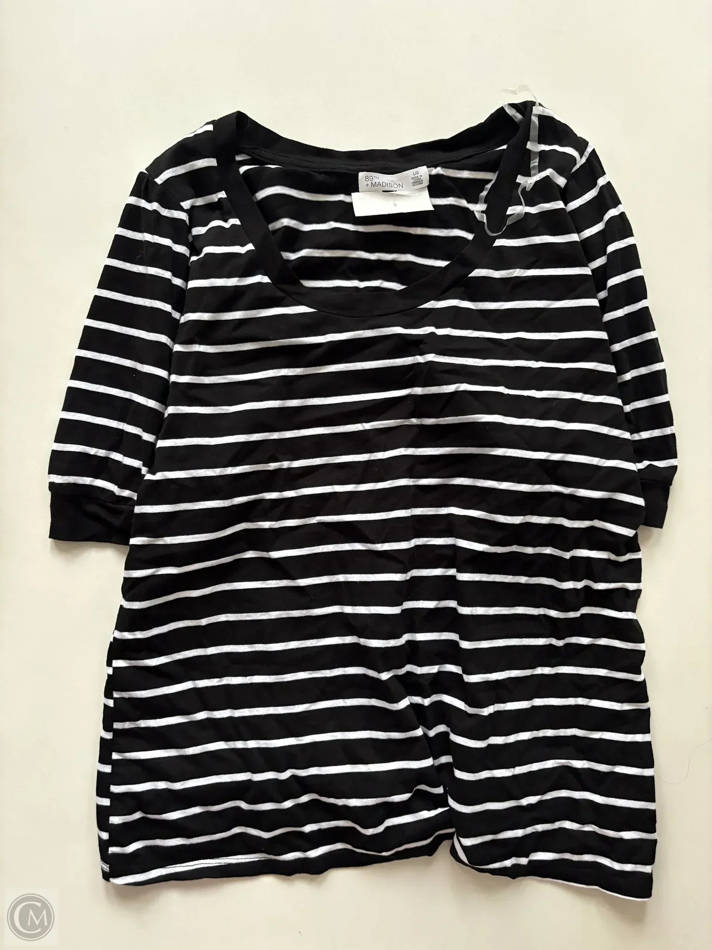 Top Short Sleeve By 89th And Madison In Striped Pattern, Size: L