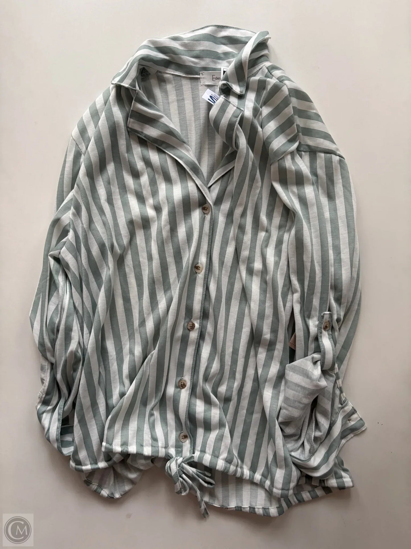 Top Long Sleeve By Eden & Olivia In Striped Pattern, Size: L