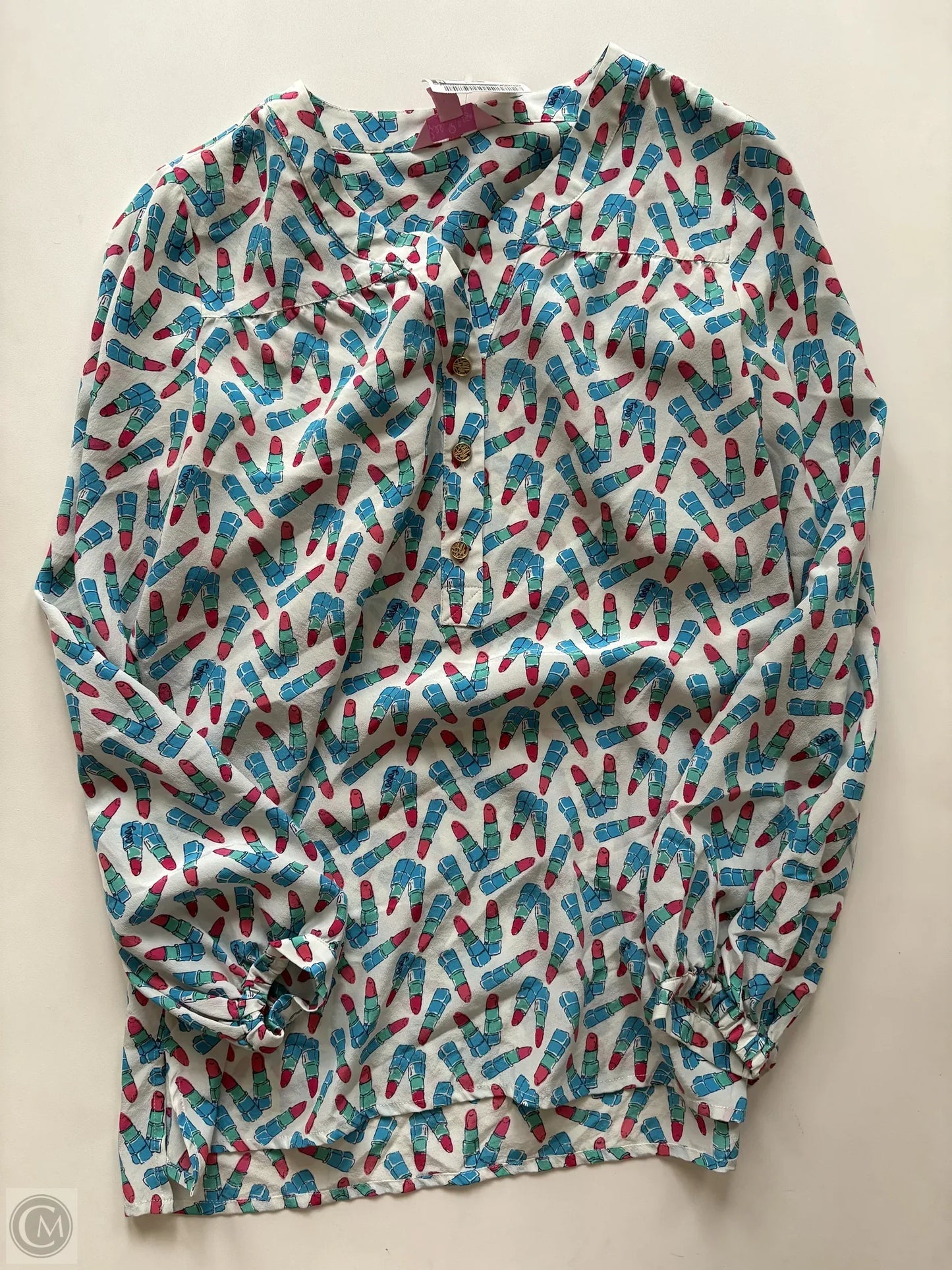 Blouse Long Sleeve By Lilly Pulitzer In Multi-colored, Size: S