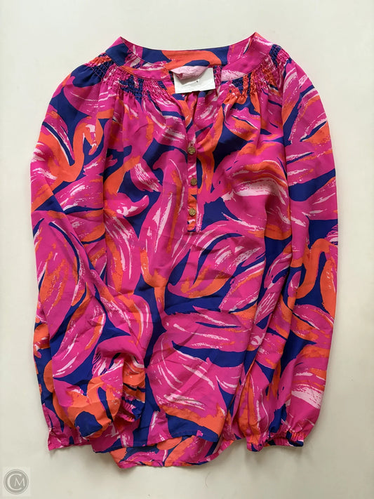 Blouse Long Sleeve By Lilly Pulitzer In Multi-colored, Size: S