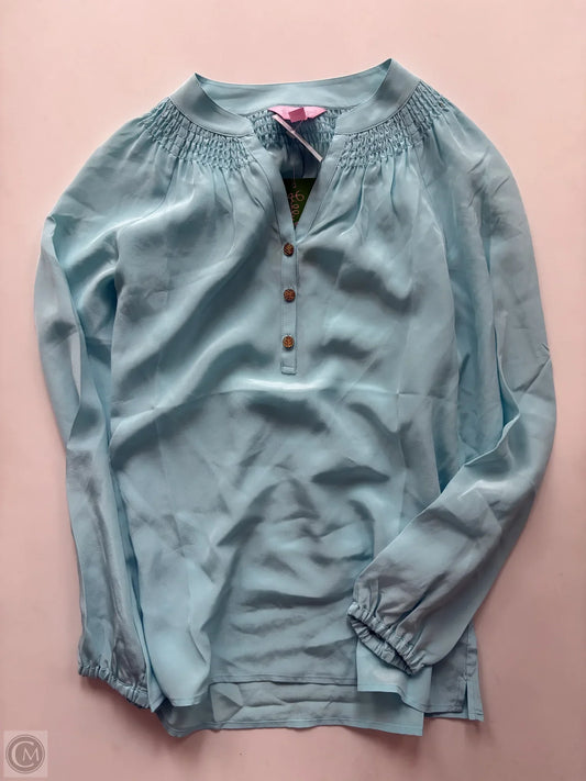 Blouse Long Sleeve By Lilly Pulitzer In Blue, Size: Xs