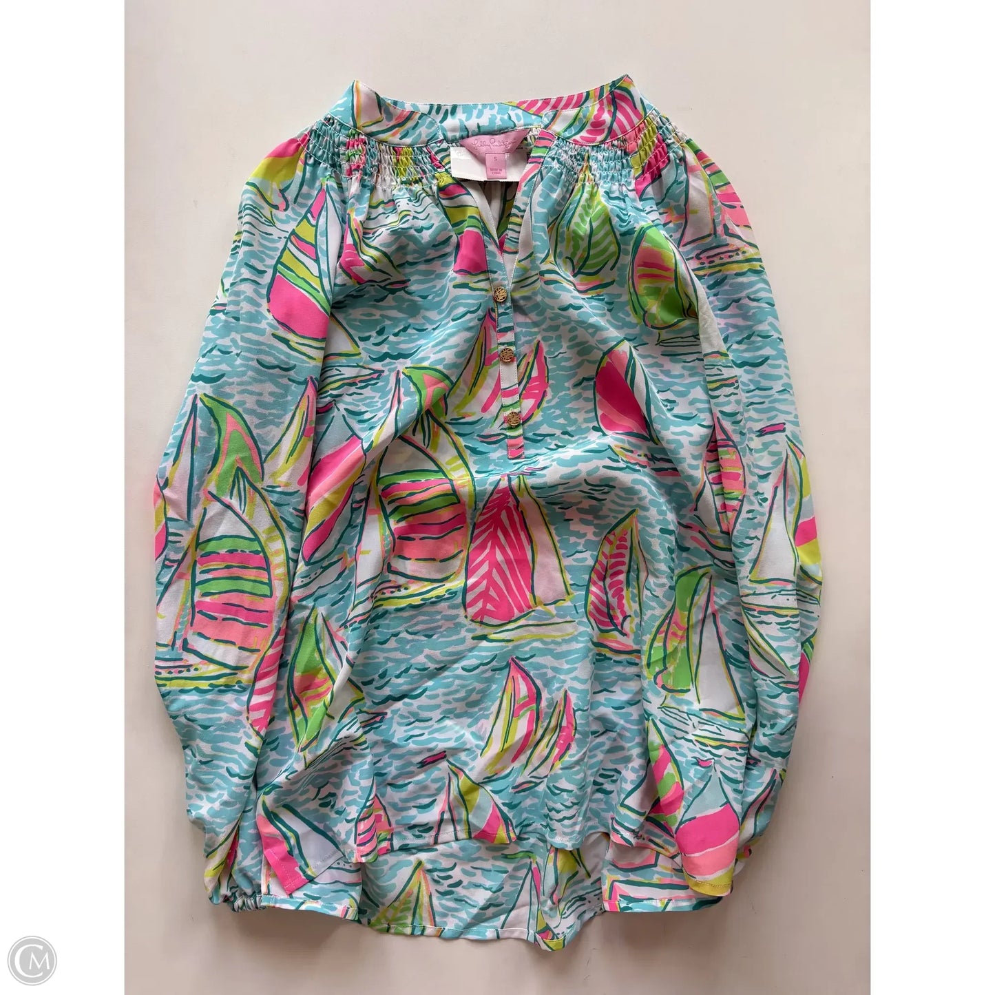 Blouse Long Sleeve By Lilly Pulitzer  In Multi-colored, Size: S