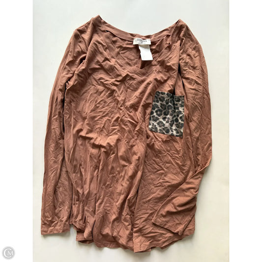 Top Long Sleeve By Zenana Outfitters In Brown, Size: 1x