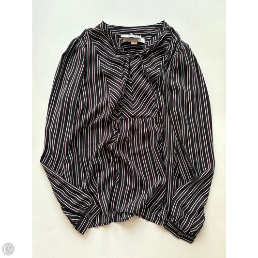 Blouse Long Sleeve By Loft In Striped Pattern, Size: Xs