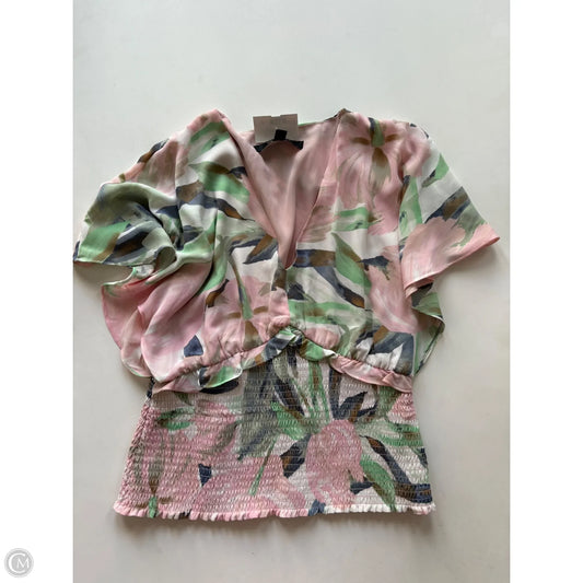 Blouse Short Sleeve By White House Black Market In Floral Print, Size: Xs