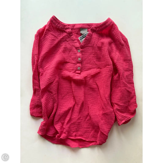 Top Short Sleeve By Chicos In Pink, Size: L