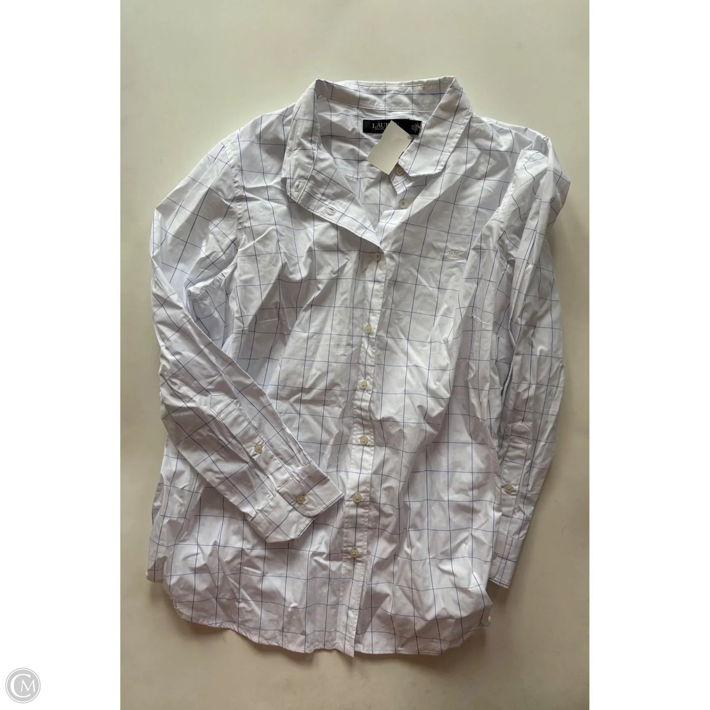 Top Long Sleeve By Lauren By Ralph Lauren In Plaid Pattern, Size: 1x