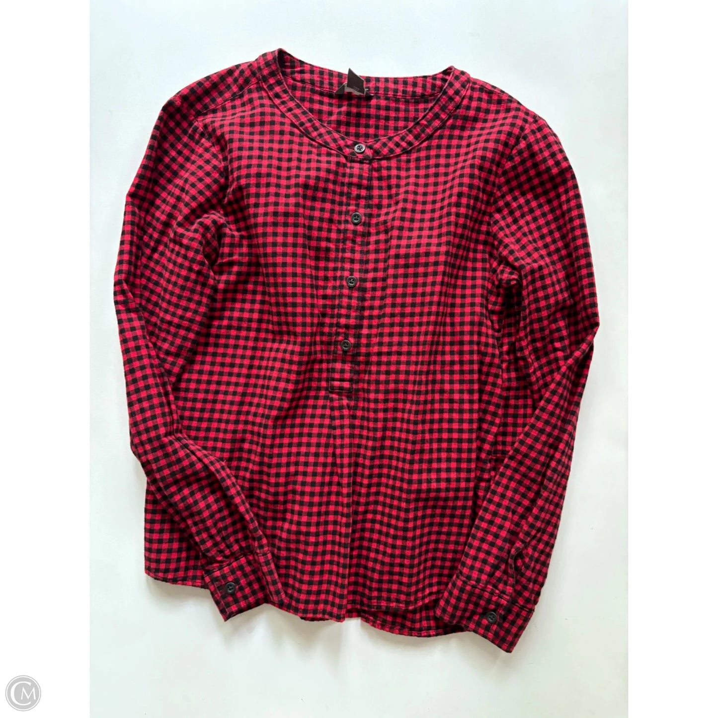 Top Long Sleeve By Eddie Bauer In Plaid Pattern, Size: Xs