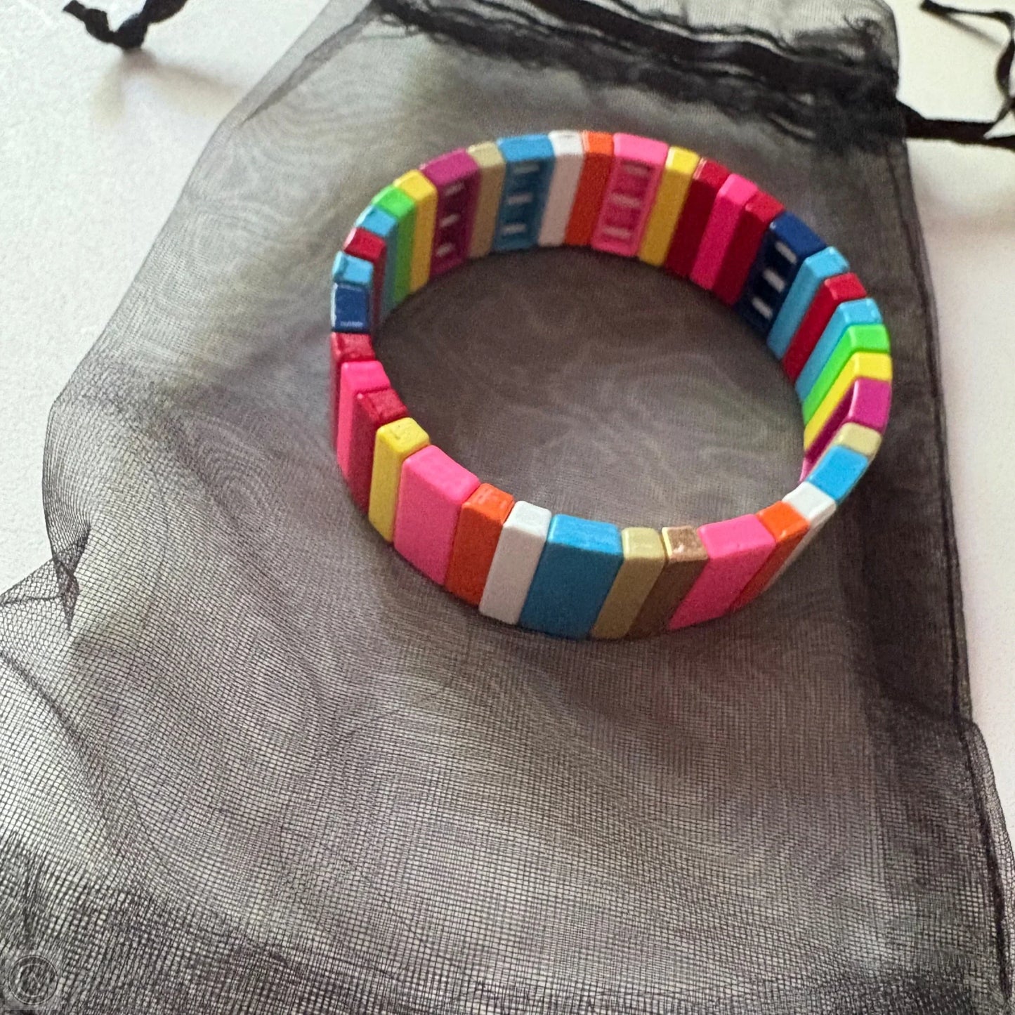 Bracelet Other By Enamel Tile Stretch Bangle Bracelet