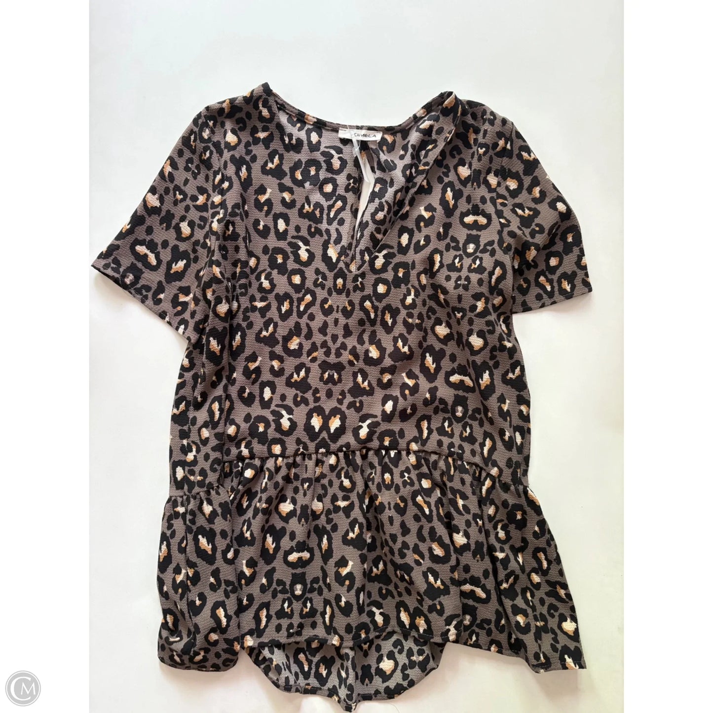 Top Short Sleeve By Caramel In Animal Print, Size: S