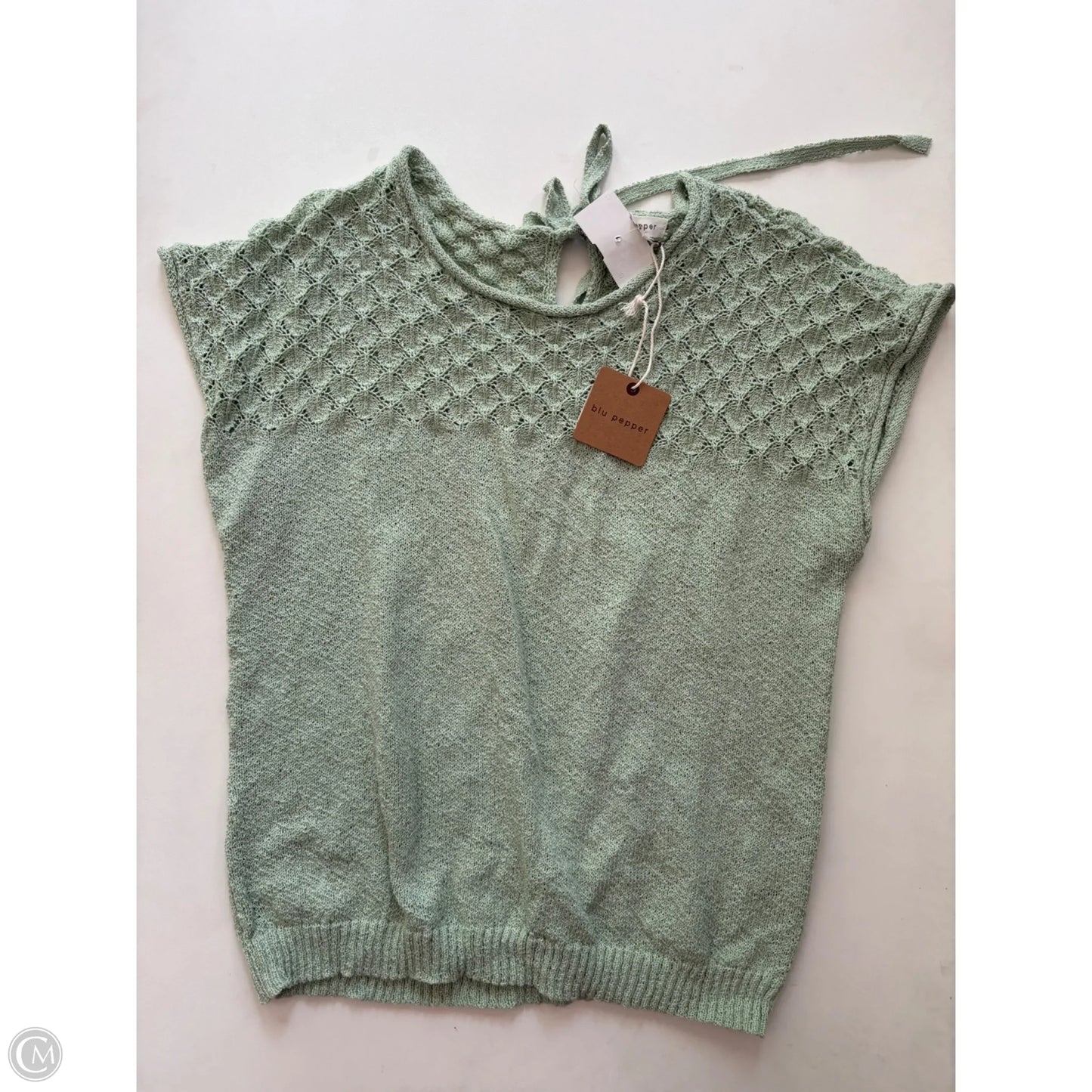 Sweater Short Sleeve By Blu Pepper In Green, Size: L