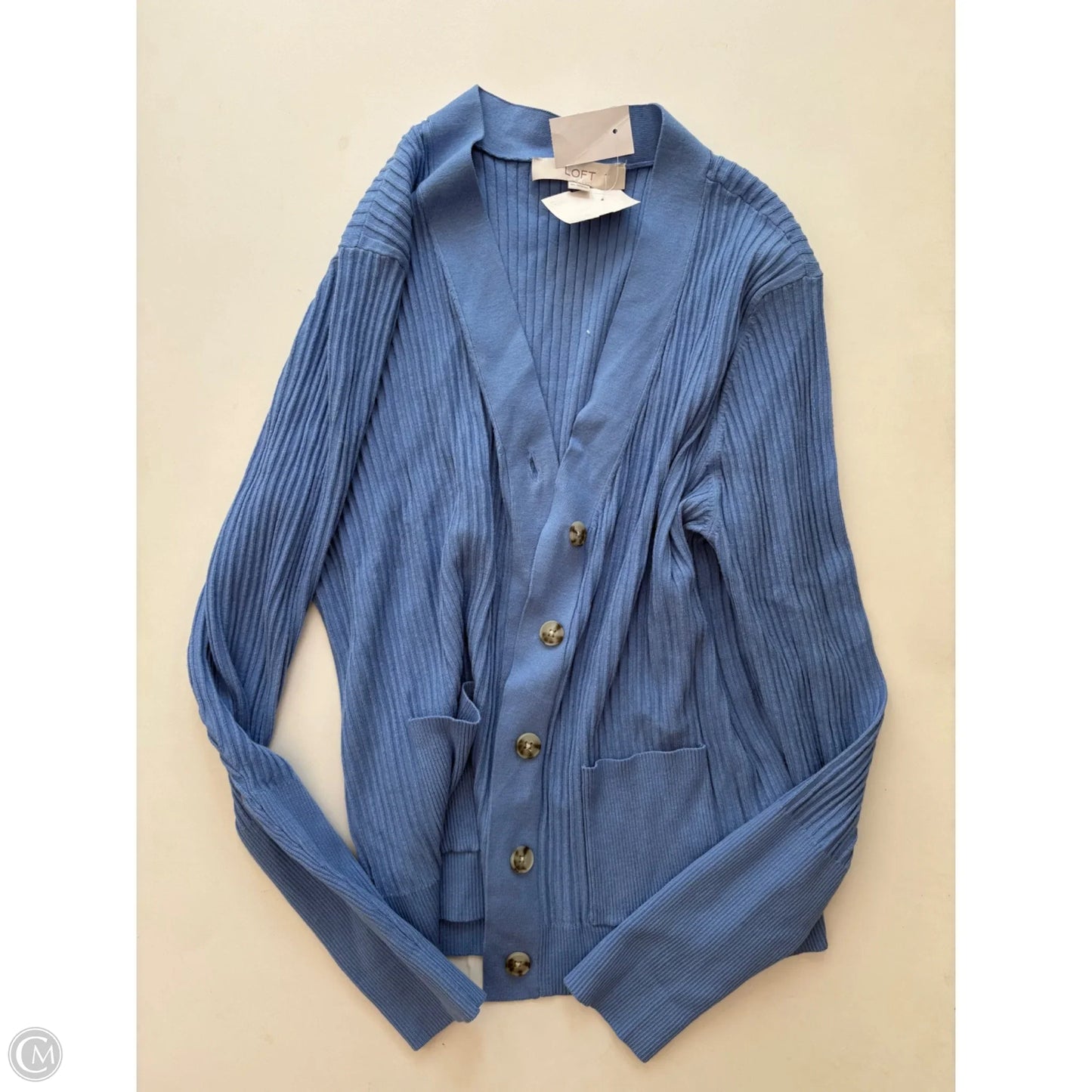Sweater Cardigan By Loft In Blue, Size: Xl