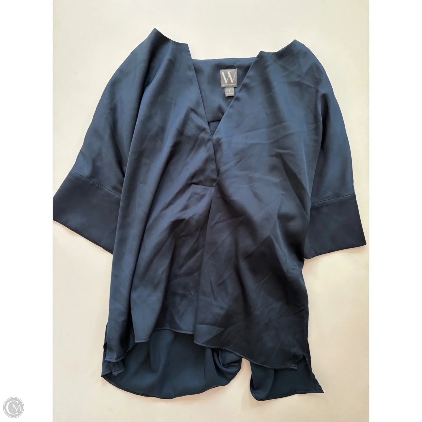 Blouse Short Sleeve By Worthington In Navy, Size: L