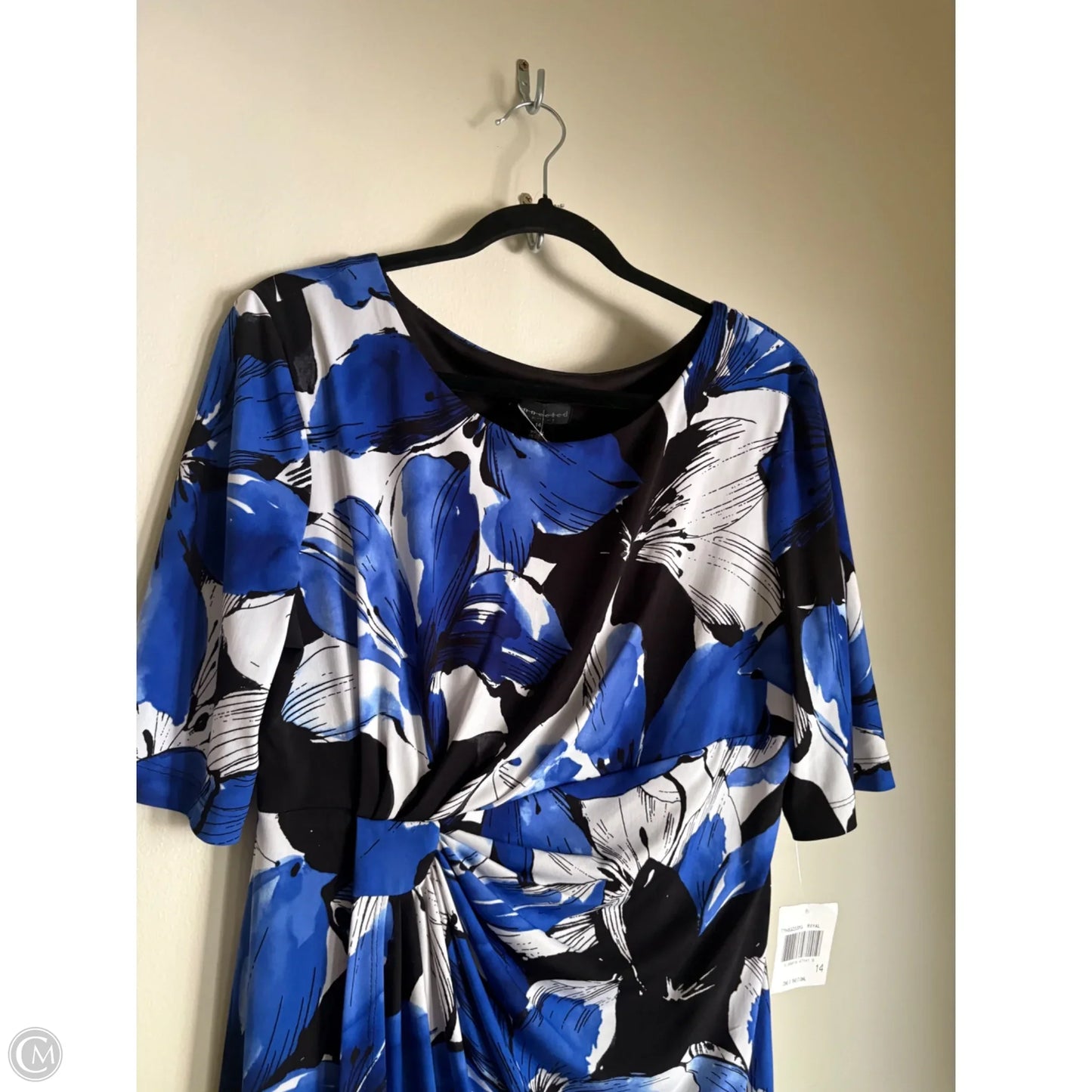 Dress Work By Connected Apparel In Blue & White, Size: L