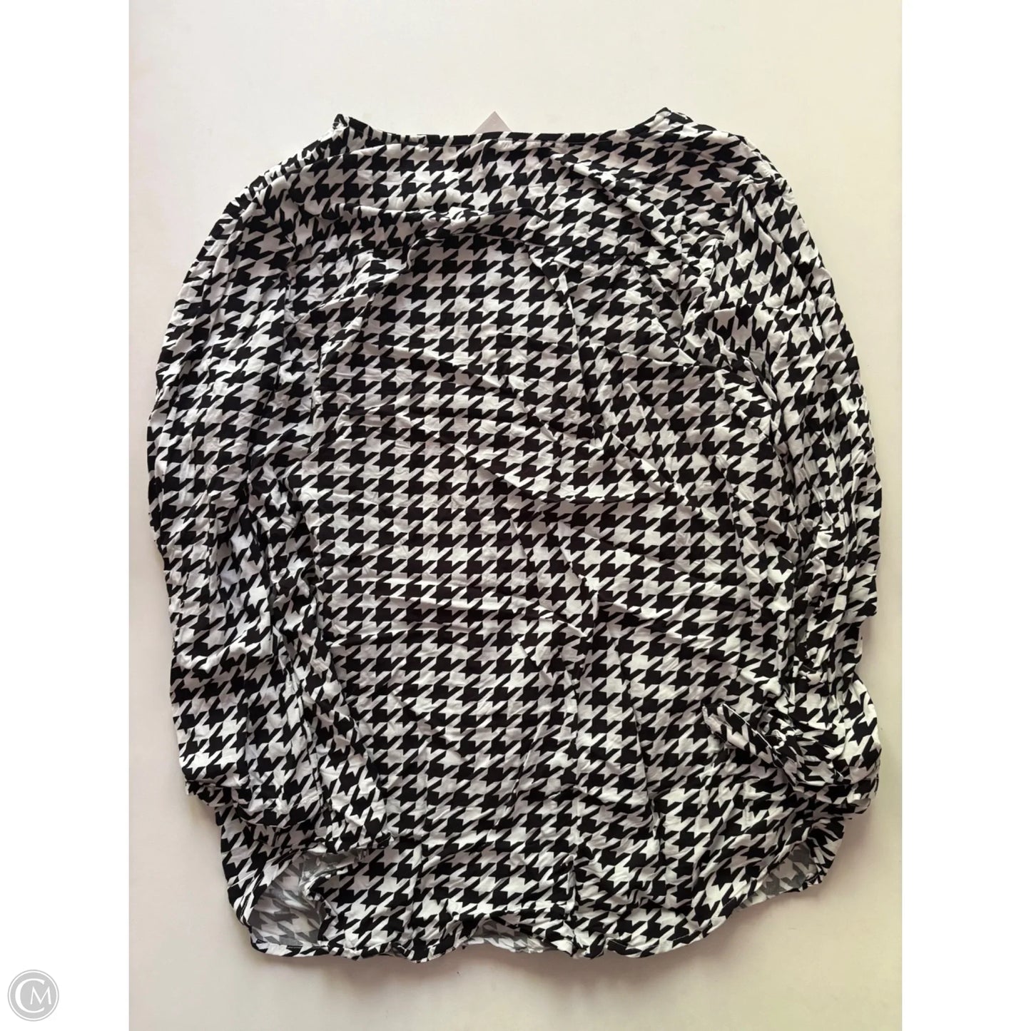 Top Long Sleeve By Kim Rogers In Black & White, Size: M