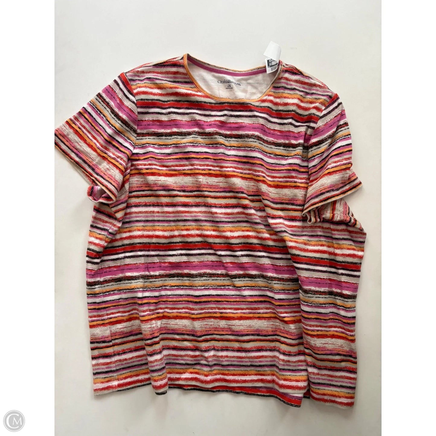 Top Short Sleeve By Croft And Barrow In Striped Pattern, Size: 2x