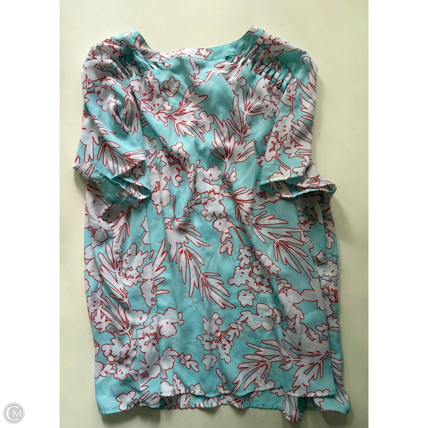 Top Short Sleeve By Worthington In Floral Print, Size: 3x