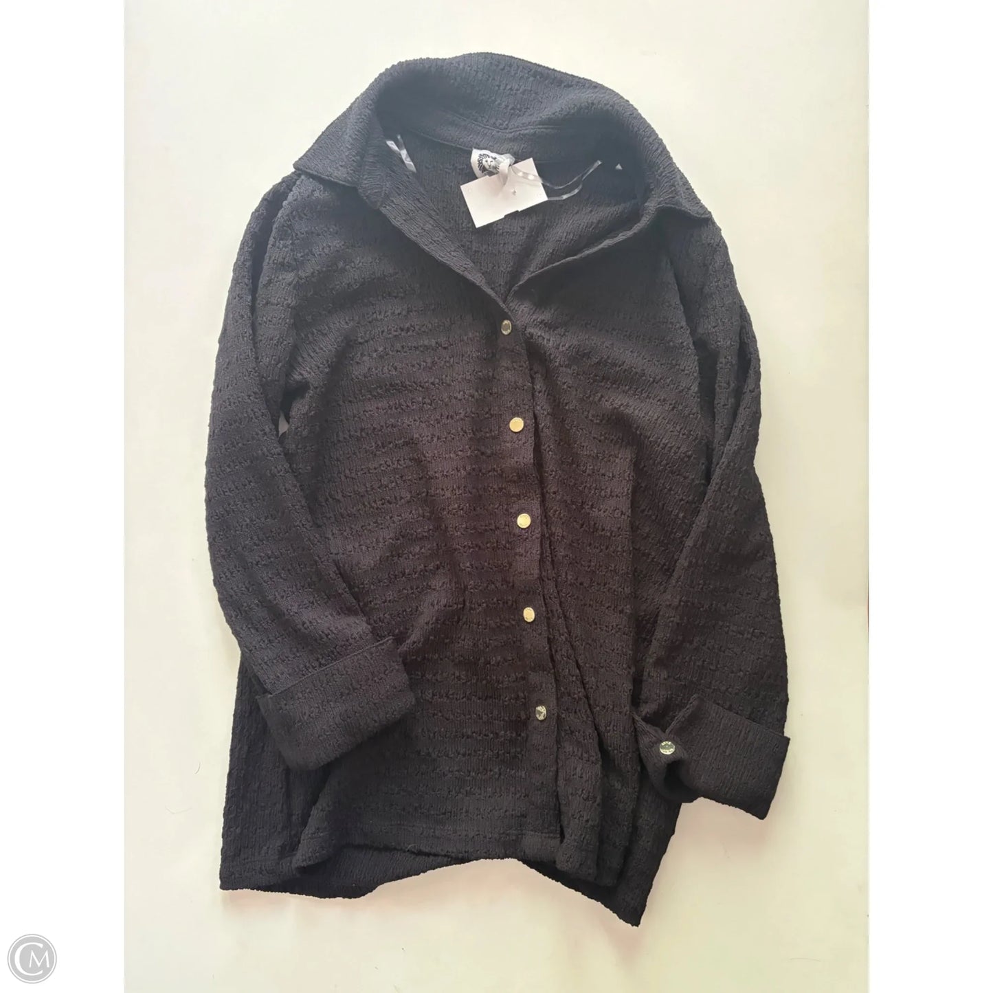 Top Long Sleeve By Anne Klein In Black, Size: S