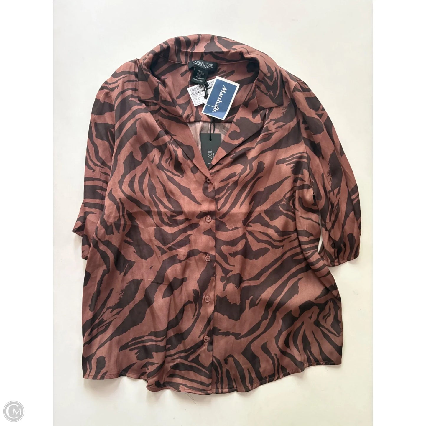 Blouse Short Sleeve By Rachel Zoe In Animal Print, Size: Xs