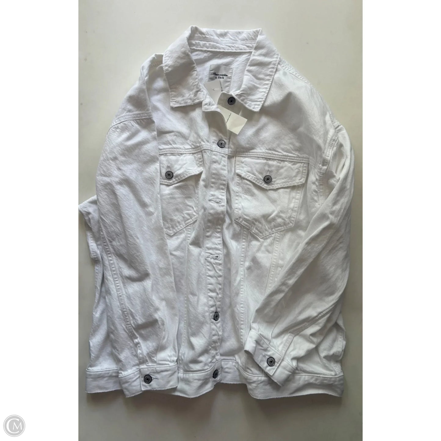 Jacket Denim By Abercrombie And Fitch In White, Size: Xl