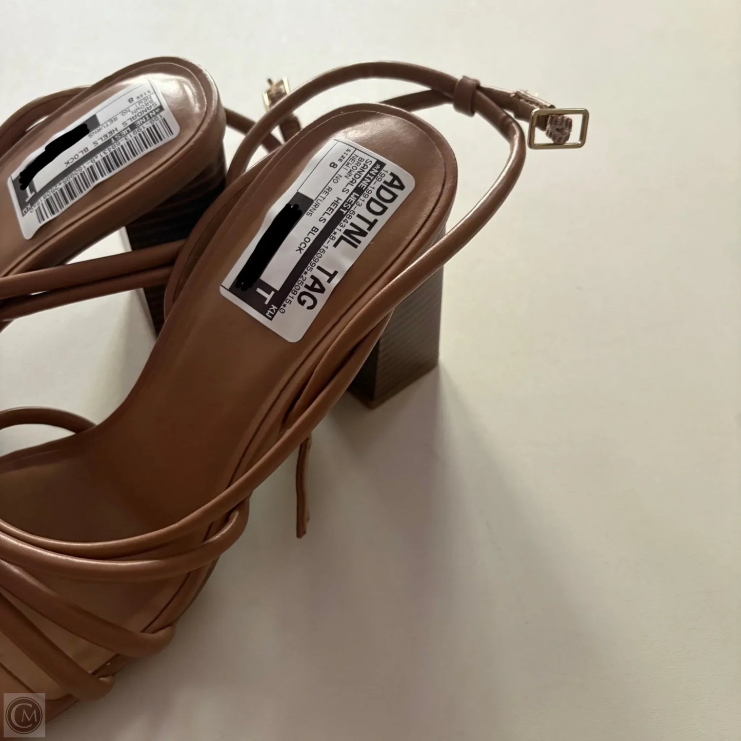 Sandals Heels Block By Nine West In Brown, Size: 8