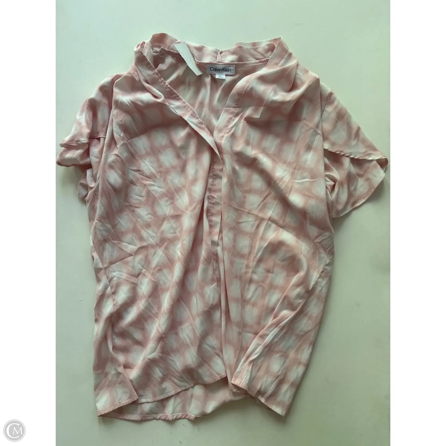 Blouse Short Sleeve By Calvin Klein In Pink, Size: Xl