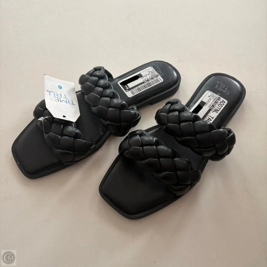 Sandals Flats By Time And Tru In Black, Size: 6