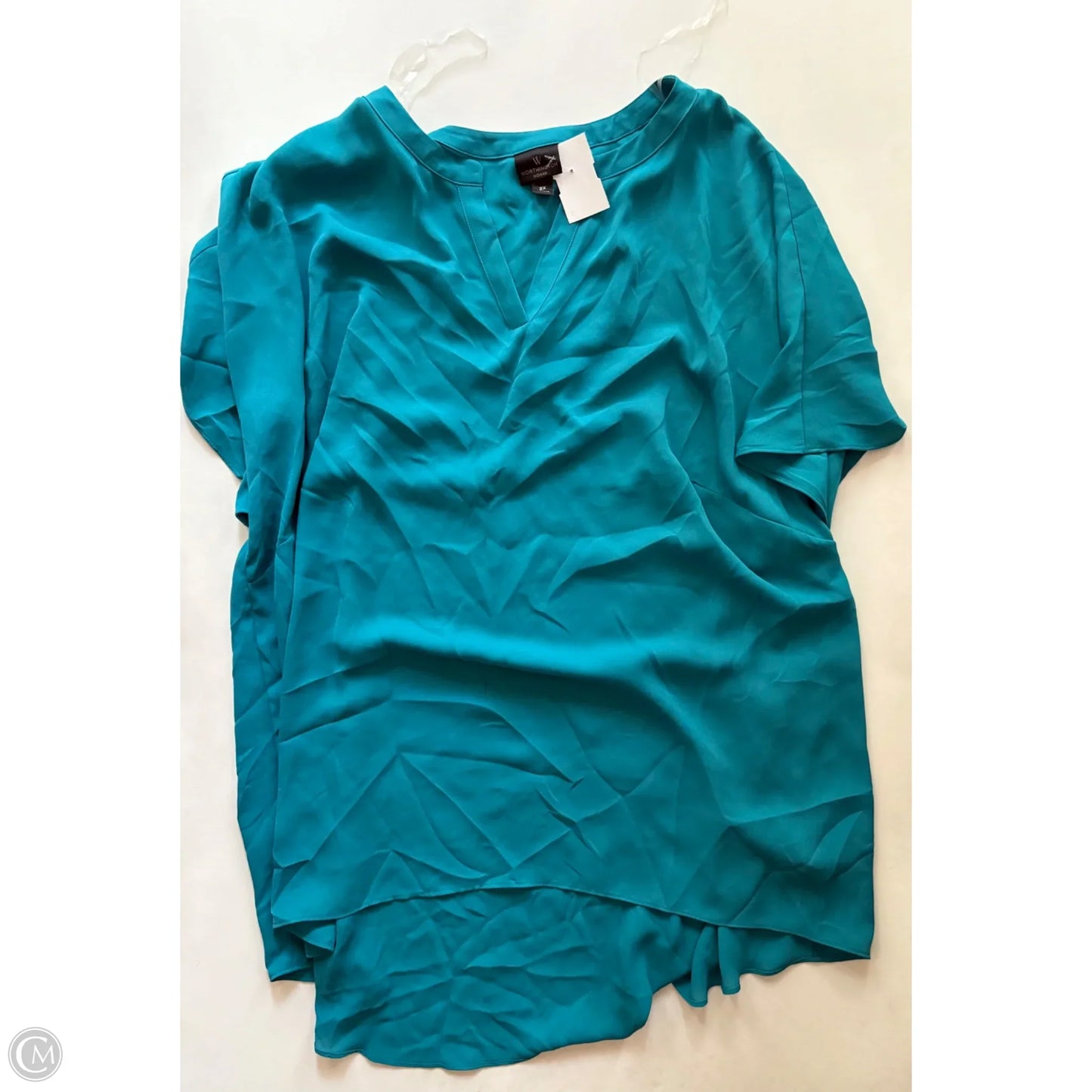 Blouse Short Sleeve By Worthington In Blue, Size: 2x