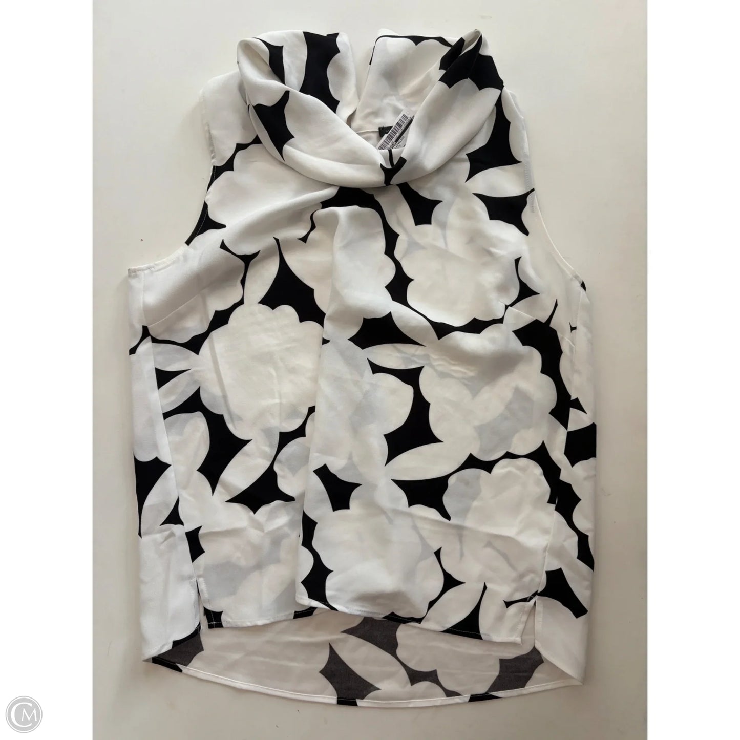 Blouse Sleeveless By Ann Taylor In Black & White, Size: M