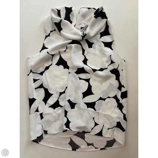Blouse Sleeveless By Ann Taylor In Black & White, Size: M