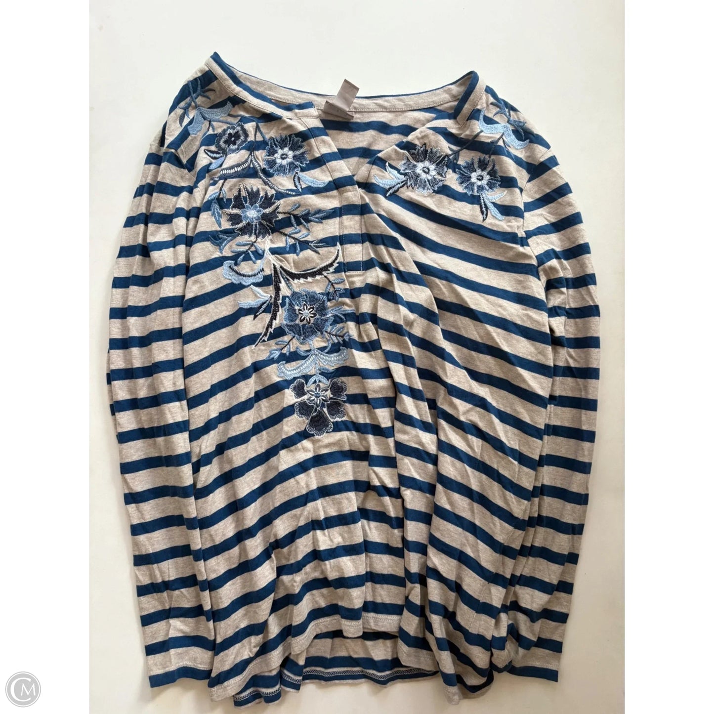 Top Long Sleeve By Chicos In Striped Pattern, Size: 2x