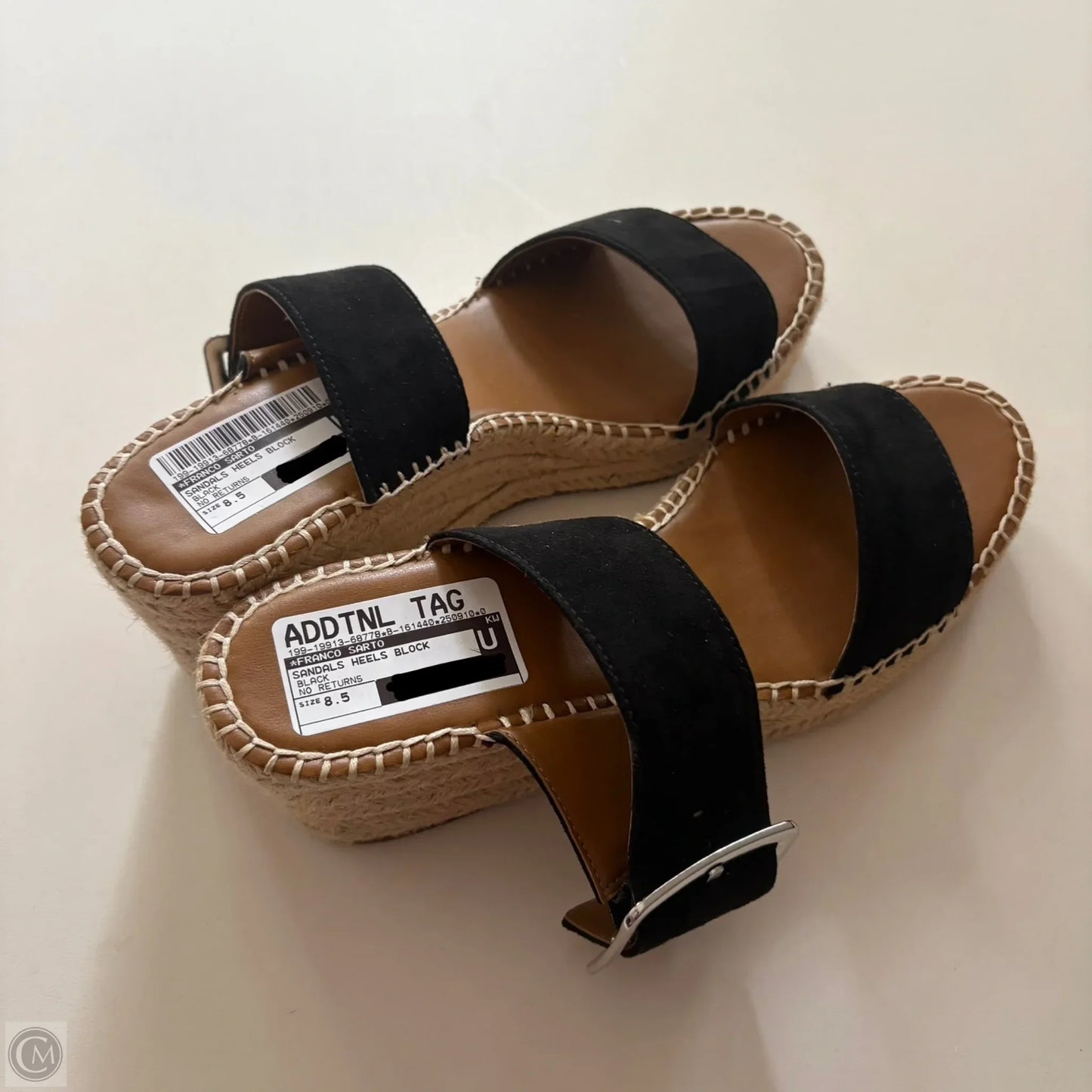 Sandals Heels Block By Franco Sarto In Black, Size: 8.5