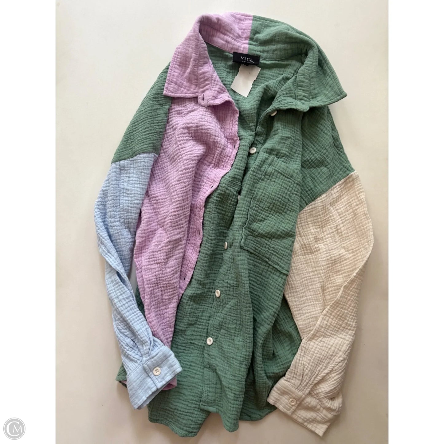 Top Long Sleeve By Vici In Multi-colored, Size: L