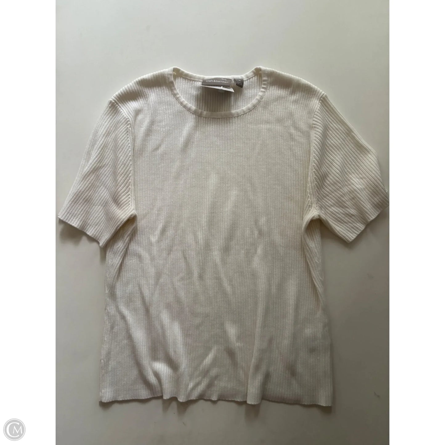 Sweater Short Sleeve By Croft And Barrow In Cream, Size: M