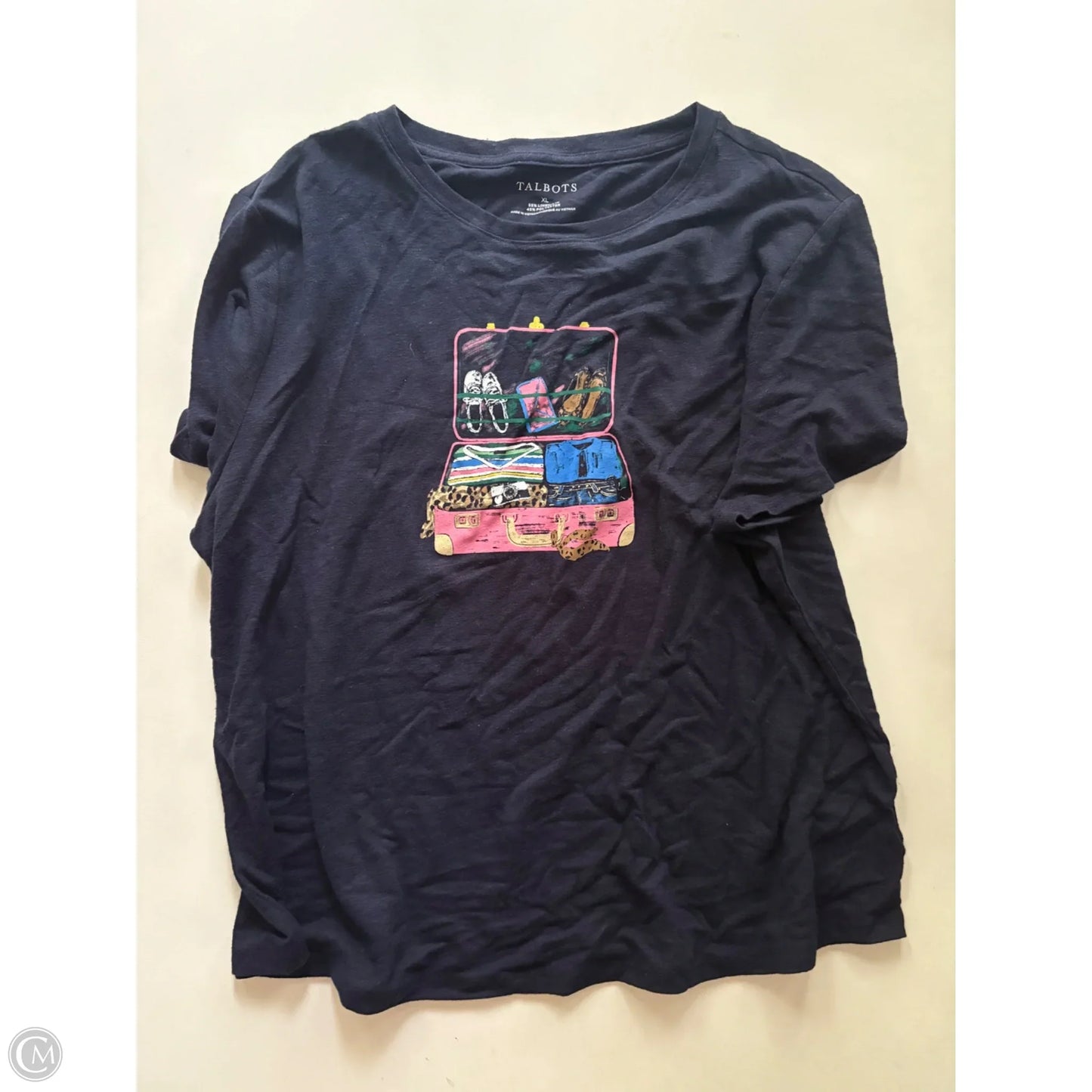 Top Short Sleeve By Talbots In Navy, Size: Xl