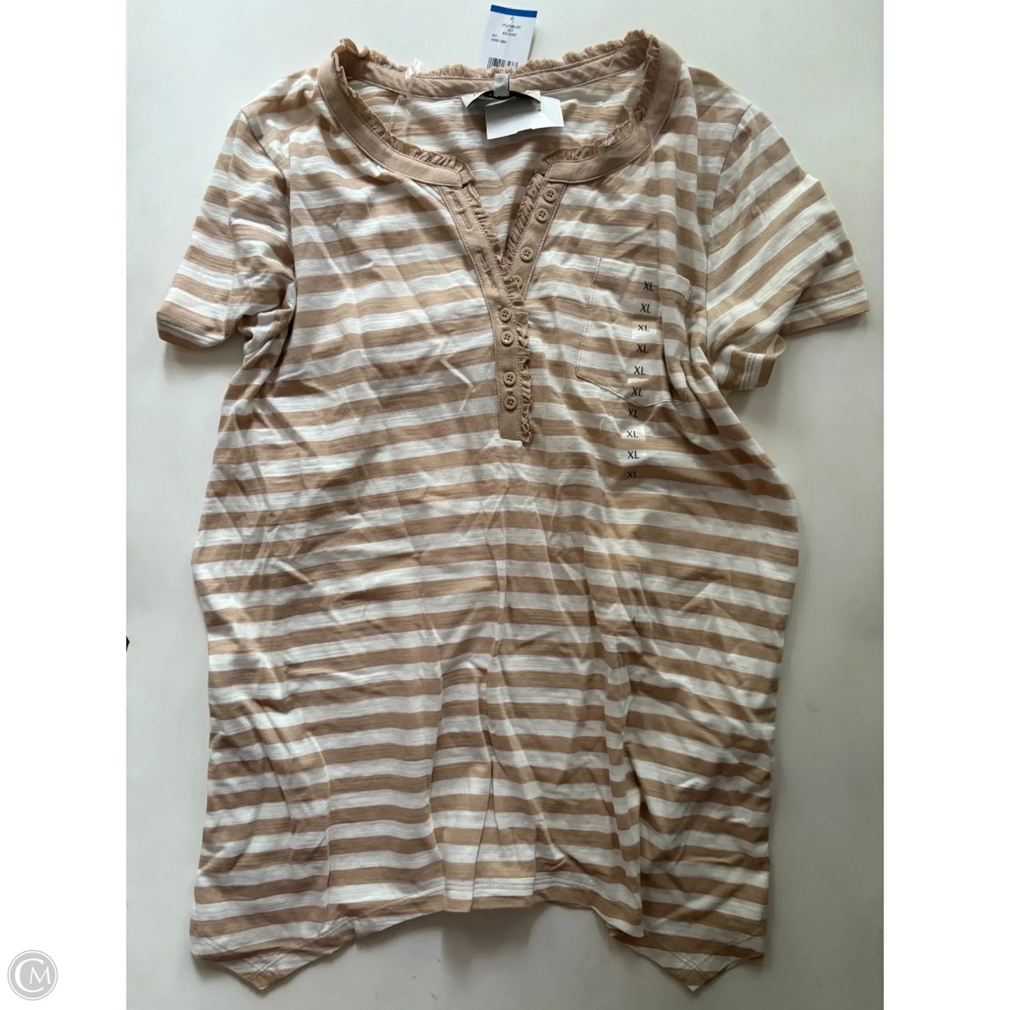 Top Short Sleeve By Jones New York In Striped Pattern, Size: Xl