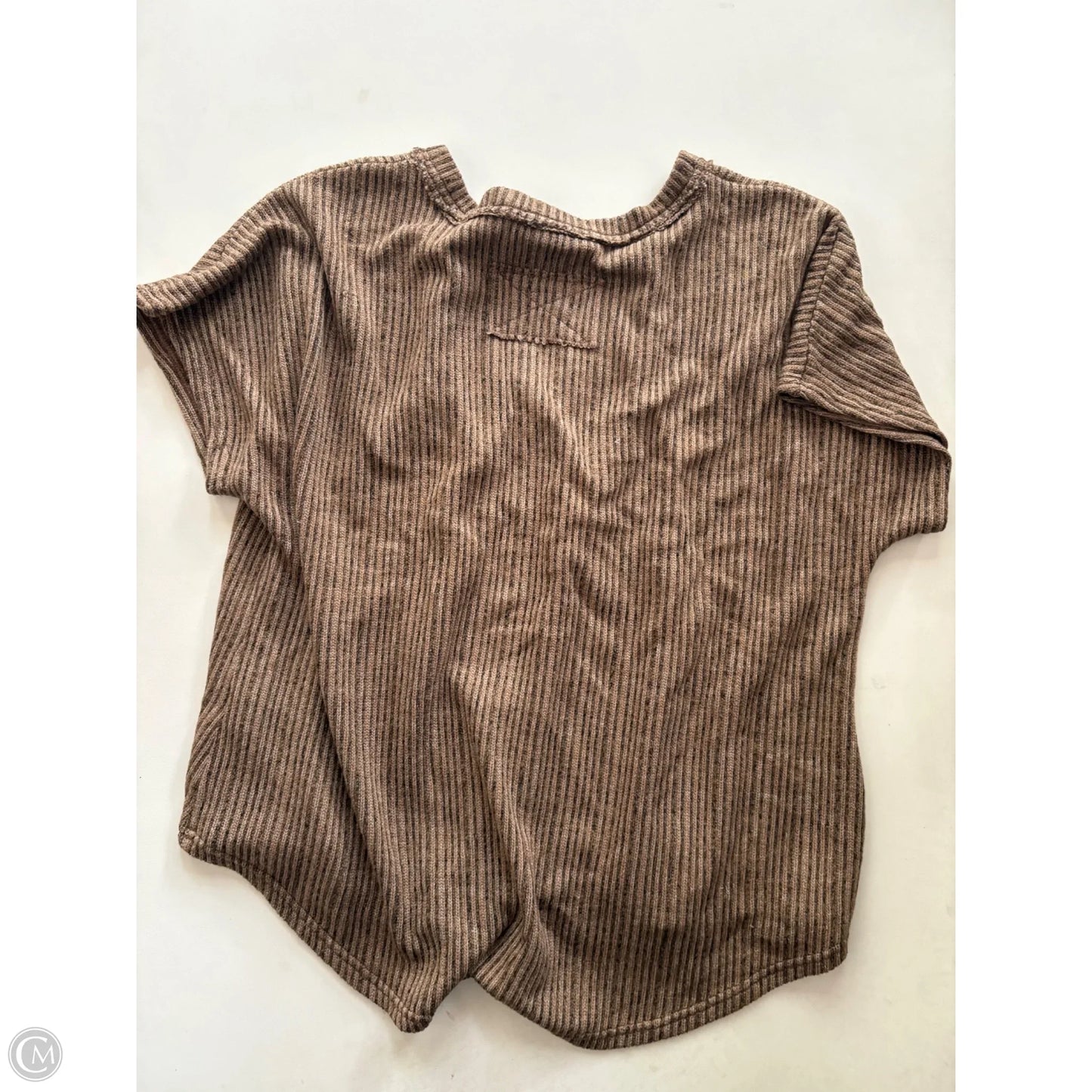 Top Short Sleeve By Blu Pepper In Brown, Size: L