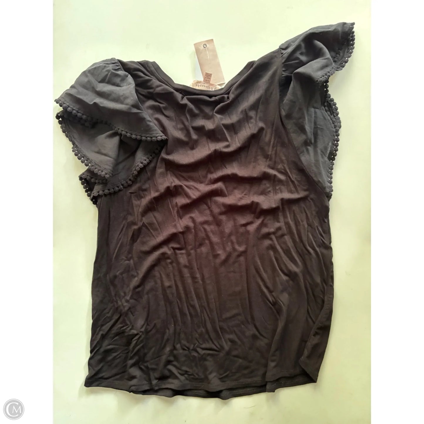 Top Short Sleeve By Philosophy In Black, Size: L