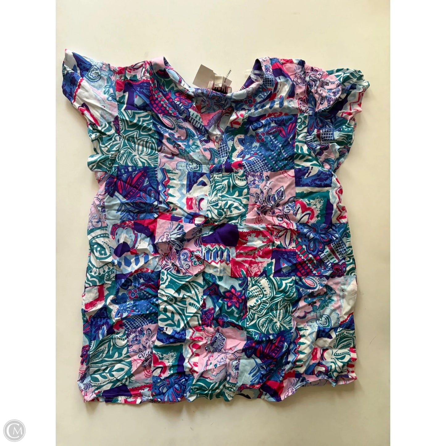 Top Short Sleeve By Andree By Unit In Multi-colored, Size: L