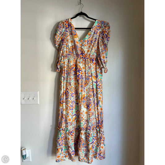 Dress Casual Maxi By Ces Femme In Orange & Purple, Size: L