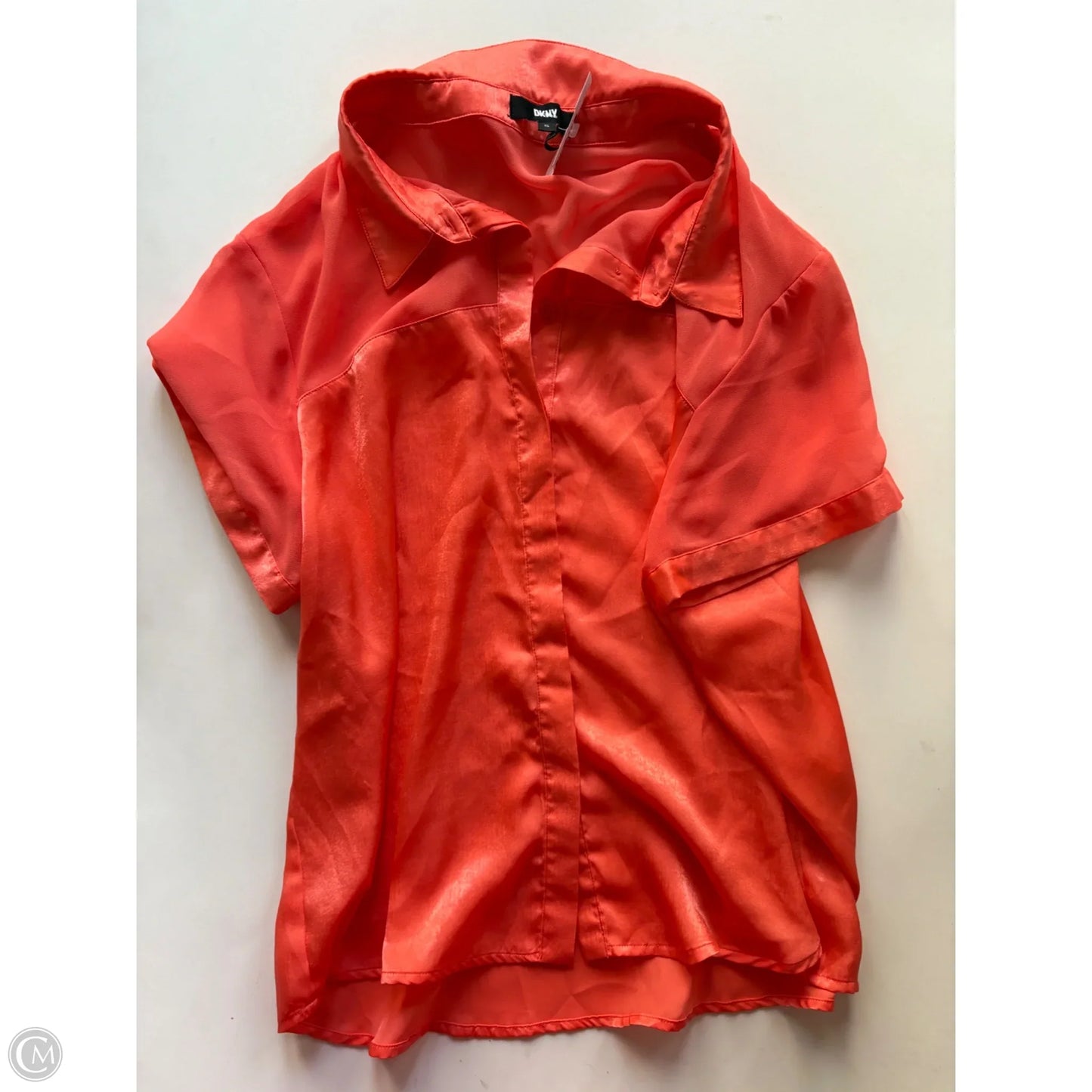 Top Short Sleeve By Dkny In Orange, Size: Xl