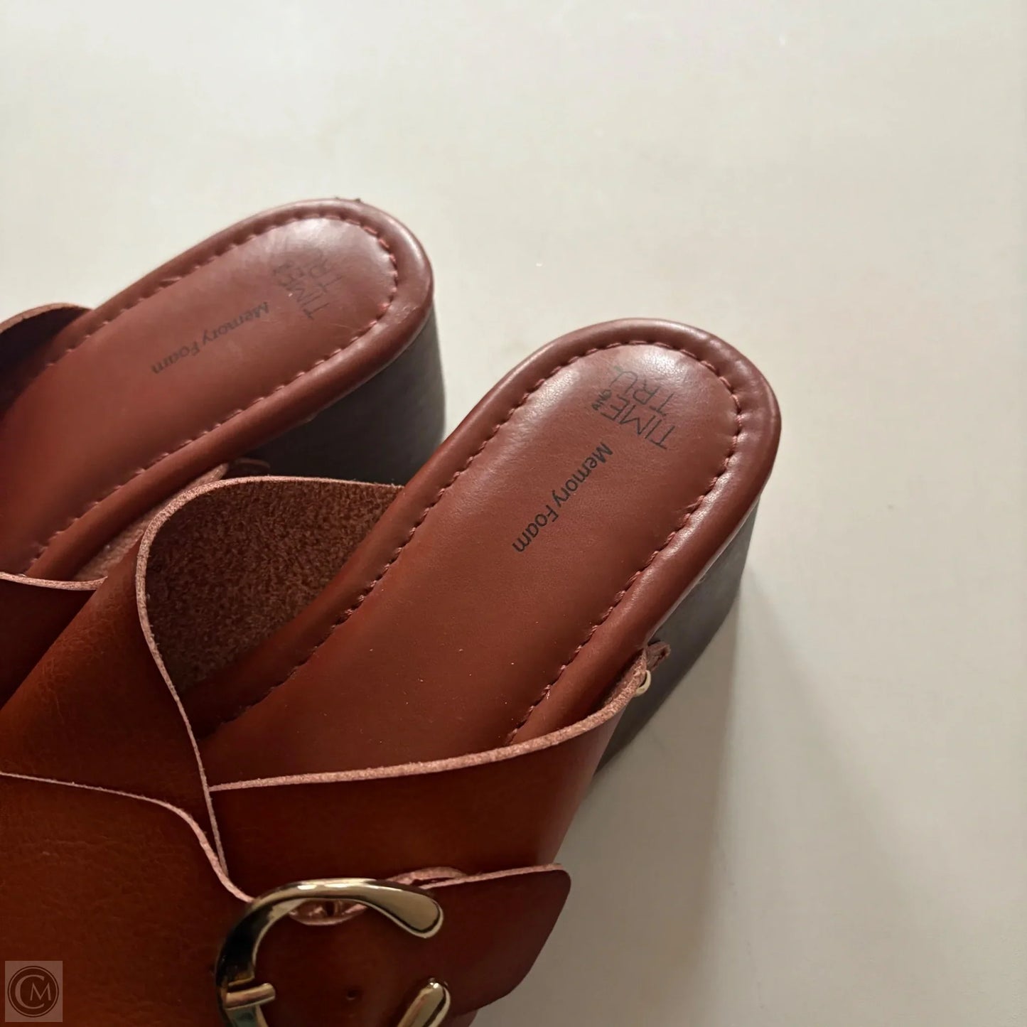 Sandals Heels Block By Time And Tru In Brown, Size: 10