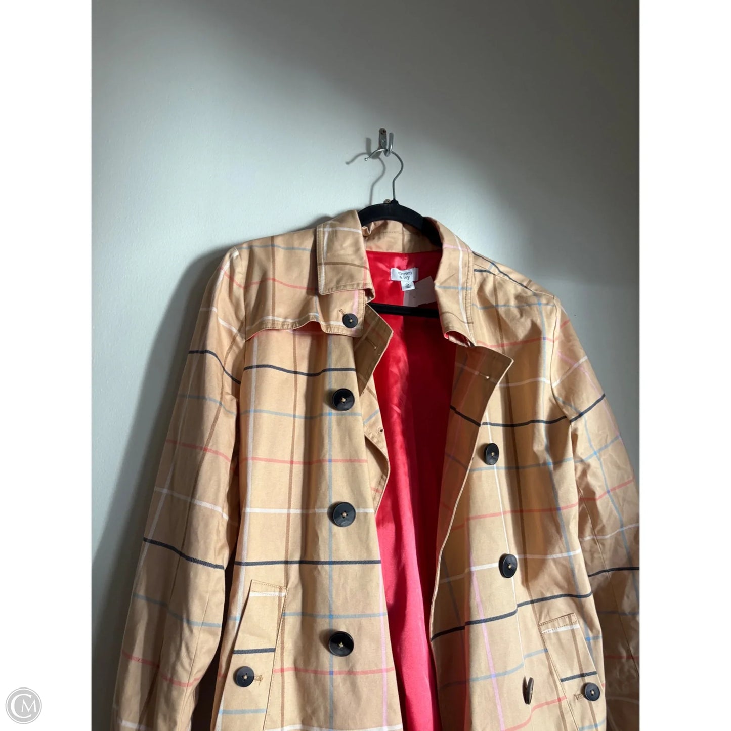 Coat Raincoat By Crown And Ivy In Plaid Pattern, Size: M