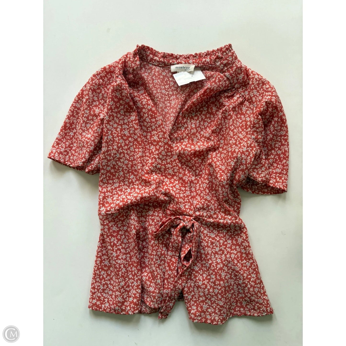 Blouse Short Sleeve By Monteau In Orange, Size: M