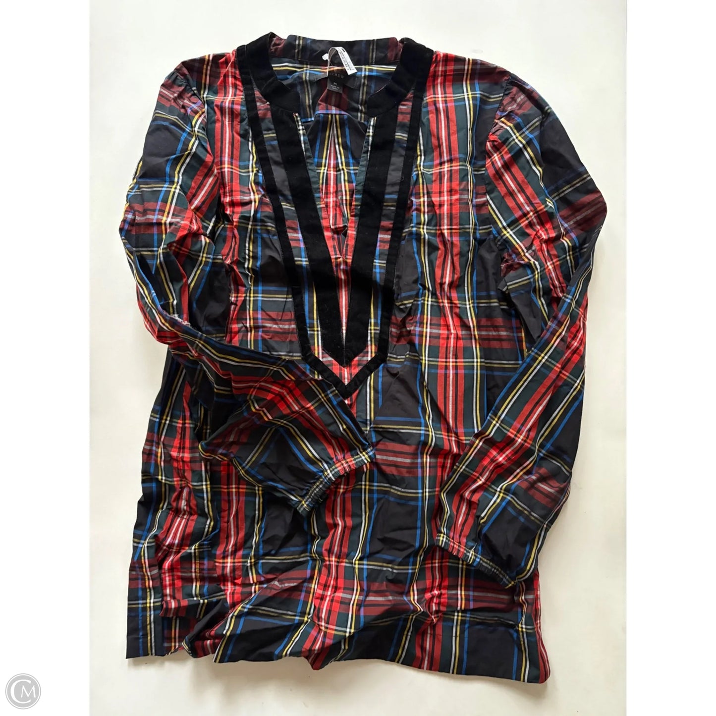 Top Long Sleeve By J. Crew In Plaid Pattern, Size: M