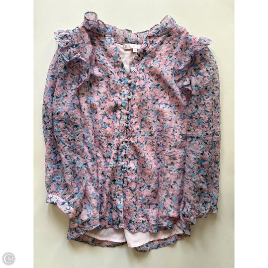 Blouse Short Sleeve By Karlie In Pink, Size: L