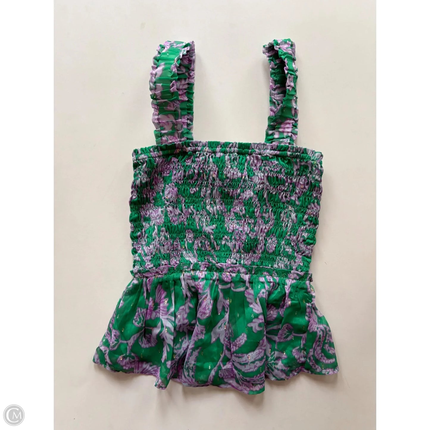 Tank Top Designer By Lilly Pulitzer In Green & Purple, Size: Xs